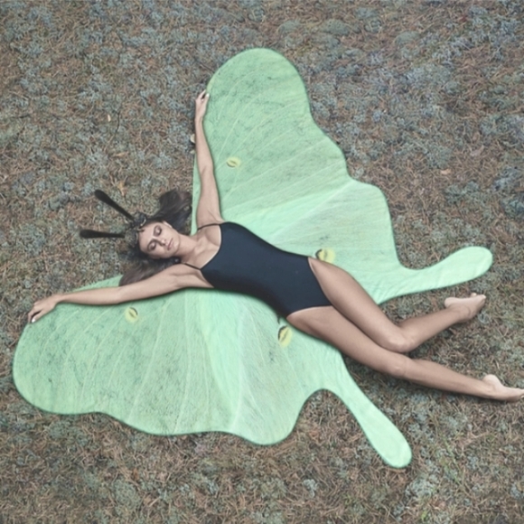 Mint Green Luna Moth Festival Butterfly Costume Set Fairy Wings Butterflies - Picture 4 of 12